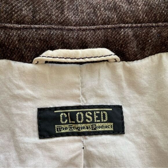 Closed Brown Wool Tweed Look Tailored Two Button Blazer Sz IT 48/US 10 - Picture 4 of 11